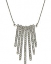 Nine West SPARKLE MOTION Silver-Tone Crystal Pave Deco Pendant Necklace