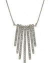 Nine West SPARKLE MOTION Silver-Tone Crystal Pave Deco Pendant Necklace