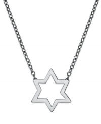 Wear your faith proudly. Studio Silver's pretty cut-out Star of David pendant is crafted in sterling silver with a matching chain. Approximate length: 18 inches. Approximate drop: 1/2 inch. Wear your faith proudly. Studio Silver's pretty cut-out Star of David pendant is crafted in sterling silver with a matching chain. Approximate length: 18 inches. Approximate drop: 1/2 inch.