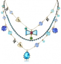 Betsey Johnson Iconic Blue Lagoon Crystal Gem & Bow Illusion Necklace Betsey Johnson Iconic Blue Lagoon Crystal Gem & Bow Illusion Necklace