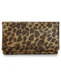 Rock something wild on your next night out on the town with this exotic, mesh metal clutch from BCBGMAXAZRIA. Perfectly sized to stash phone, cash, cards and fave lip gloss, it'll look fabulously fierce under your arm. Rock something wild on your next night out on the town with this exotic, mesh metal clutch from BCBGMAXAZRIA. Perfectly sized to stash phone, cash, cards and fave lip gloss, it'll look fabulously fierce under your arm.