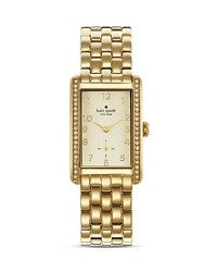 Just the ticket. This kate spade new york watch takes its cues from the jewel box, crafted of glossy gold plate with crystal accents. Just the ticket. This kate spade new york watch takes its cues from the jewel box, crafted of glossy gold plate with crystal accents.