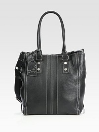 A structured carryall to carry all of your essentials, crafted from fine pebbled leather. Double top handles, 7 dropAdjustable detachable canvas shoulder strap, 12½-20¼ dropMagnetic snap closureProtective metal feetOne inside zip pocketTwo inside open pocketsFully lined14W X 12H X 4¼DImported A structured carryall to carry all of your essentials, crafted from fine pebbled leather. Double top handles, 7 dropAdjustable detachable canvas shoulder strap, 12½-20¼ dropMagnetic snap closureProtective metal feetOne inside zip pocketTwo inside open pocketsFully lined14W X 12H X 4¼DImported