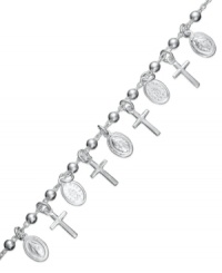 Crossover appeal. This bracelet from Giani Bernini is crafted from sterling silver with special cross and circular charms making for a stylish statement. Approximate length: 7-1/2 inches. Crossover appeal. This bracelet from Giani Bernini is crafted from sterling silver with special cross and circular charms making for a stylish statement. Approximate length: 7-1/2 inches.