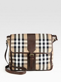 Classic flap messenger designed in iconic-checked cotton with leather trim.Flap, buckle closureAdjustable shoulder strapInterior zip pocketCotton14W x 13H x 4½DMade in Italy Classic flap messenger designed in iconic-checked cotton with leather trim.Flap, buckle closureAdjustable shoulder strapInterior zip pocketCotton14W x 13H x 4½DMade in Italy
