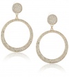 Jessica Simpson Gold Tone Pave Drop Hoop Earrings