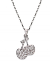Sweeten the deal with sparkle. B. Brilliant's twinkling pendant features two cherries decorated with round-cut cubic zirconias (1/4 ct. t.w.). Set in sterling silver. Approximate length: 18 inches + 3-inch extender. Approximate drop width: 1/2 inch. Approximate drop length: 7/8 inch. Sweeten the deal with sparkle. B. Brilliant's twinkling pendant features two cherries decorated with round-cut cubic zirconias (1/4 ct. t.w.). Set in sterling silver. Approximate length: 18 inches + 3-inch extender. Approximate drop width: 1/2 inch. Approximate drop length: 7/8 inch.