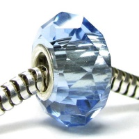 Sterling Silver Birthstone Crystal Aquamarine European Bead Charm March Sterling Silver Birthstone Crystal Aquamarine European Bead Charm March