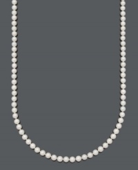 Score straight A's for style. This elegant, Belle de Mer necklace highlights grade A, cultured freshwater pearls (6-7 mm) with a polished 14k gold clasp. Approximate length: 22 inches. Score straight A's for style. This elegant, Belle de Mer necklace highlights grade A, cultured freshwater pearls (6-7 mm) with a polished 14k gold clasp. Approximate length: 22 inches.