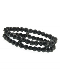 Twinkle, twinkle, little bracelet. Two glittering strands of faceted jet beads clasped together with hematite-plated mixed metal links accented by onyx-colored crystal. Bracelet by 2028 crafted in mixed metal. Stretches to fit wrist. Approximate diameter: 2-1/2 inches. Twinkle, twinkle, little bracelet. Two glittering strands of faceted jet beads clasped together with hematite-plated mixed metal links accented by onyx-colored crystal. Bracelet by 2028 crafted in mixed metal. Stretches to fit wrist. Approximate diameter: 2-1/2 inches.