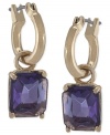 Well worth the weight. Carolee's hoop earrings, crafted from gold-tone mixed metal, bring a little something extra in the form of pretty purple epoxy stones for a vibrant touch. Approximate drop: 1-1/4 inches.