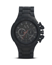 Designed for performance and style, this watch from Armani Exchange plays as hard as it works. It features chronograph movement and durable strap to keep up with an athletic lifestyle. Designed for performance and style, this watch from Armani Exchange plays as hard as it works. It features chronograph movement and durable strap to keep up with an athletic lifestyle.