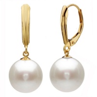 14k Yellow Gold 9-10mm Perfect Round White Cultured Freshwater Pearl High Luster, Leverback Earring AAA Quality. 14k Yellow Gold 9-10mm Perfect Round White Cultured Freshwater Pearl High Luster, Leverback Earring AAA Quality.