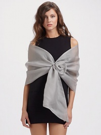 Double-layer sheer style has flower appliqué with pull through closure.69L X 16WImported Double-layer sheer style has flower appliqué with pull through closure.69L X 16WImported