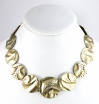 Jones New York Necklace, Antique Gold-Tone Textured Discs with Crystal Accents Necklace Jones New York Necklace, Antique Gold-Tone Textured Discs with Crystal Accents Necklace