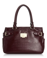 For the love of luxe, this croc-embossed design from AK Anne Klein lends a look of uptown elegance. Dazzling golden hardware and signature accents adorn the outside, while the pocket-lined interior provides plenty of room for your fashionista essentials. For the love of luxe, this croc-embossed design from AK Anne Klein lends a look of uptown elegance. Dazzling golden hardware and signature accents adorn the outside, while the pocket-lined interior provides plenty of room for your fashionista essentials.