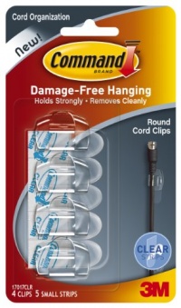 Command Round Cord Clips, Clear, 4-Clip Command Round Cord Clips, Clear, 4-Clip