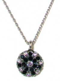 Israeli Designer Mariana Antique Silver Plated Guardian Angel Pendant Necklace with Jet Black and Clear Swarovski Crystals Israeli Designer Mariana Antique Silver Plated Guardian Angel Pendant Necklace with Jet Black and Clear Swarovski Crystals