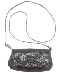 Petite and posh, this sweet silhouette from Kenneth Cole Reaction is dressed for an afternoon out of town or an evening in the city. Done up in an edgy croc-embossed pattern with sleek signature detailing, it's perfect for stashing phone, cards, cash and fave lip gloss. Petite and posh, this sweet silhouette from Kenneth Cole Reaction is dressed for an afternoon out of town or an evening in the city. Done up in an edgy croc-embossed pattern with sleek signature detailing, it's perfect for stashing phone, cards, cash and fave lip gloss.