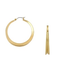 Robert Lee Morris Soho sculptural jewels don't get easier than this pair of gently graduated hoop earrings, crafted of plated gold. Robert Lee Morris Soho sculptural jewels don't get easier than this pair of gently graduated hoop earrings, crafted of plated gold.