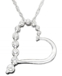 Steal her heart with this charming Journey pendant. A trail of sparkling round-cut diamonds (1/3 ct. t.w.) meets 14k white gold for the perfect diamond necklace. Chain measures 18 inches. Steal her heart with this charming Journey pendant. A trail of sparkling round-cut diamonds (1/3 ct. t.w.) meets 14k white gold for the perfect diamond necklace. Chain measures 18 inches.