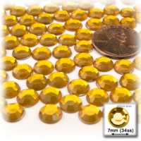 144pc Rhinestones Round 7mm - 34ss flatback Golden Yellow 144pc Rhinestones Round 7mm - 34ss flatback Golden Yellow