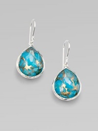From the Wonderland Collection. An elegant teardrop of turquoise, with rich crushed bronze veins, set in polished sterling silver.Bronze turquoise and clear quartz Sterling silver Length, about 1½ Ear wire Imported From the Wonderland Collection. An elegant teardrop of turquoise, with rich crushed bronze veins, set in polished sterling silver.Bronze turquoise and clear quartz Sterling silver Length, about 1½ Ear wire Imported