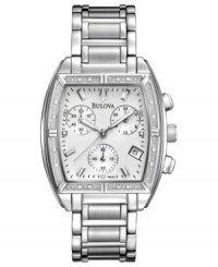 Diamond accents swirl and shimmer on this elegant luxury watch from Bulova. Diamond accents swirl and shimmer on this elegant luxury watch from Bulova.