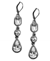 Line-up an elegant finishing touch. These Givenchy earrings feature crystal glass accents set in hematite-plated mixed metal. Approximate drop: 2-1/4 inches. Line-up an elegant finishing touch. These Givenchy earrings feature crystal glass accents set in hematite-plated mixed metal. Approximate drop: 2-1/4 inches.