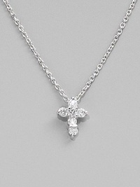 From the Tiny Treasures Collection. Demure in size but not in sparkle, a graceful cross hangs from a chain of 18k white gold. Diamonds, 0.11 tcw 18k white gold Chain length, about 16 Pendant length, about ¼ Lobster clasp Made in Italy From the Tiny Treasures Collection. Demure in size but not in sparkle, a graceful cross hangs from a chain of 18k white gold. Diamonds, 0.11 tcw 18k white gold Chain length, about 16 Pendant length, about ¼ Lobster clasp Made in Italy