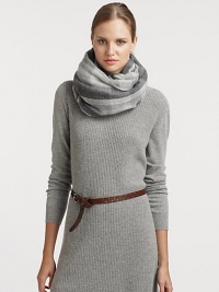 Raw edges give this check-print scarf a refreshing look.About 30 X 76Wool/nylonDry cleanMade in Italy Raw edges give this check-print scarf a refreshing look.About 30 X 76Wool/nylonDry cleanMade in Italy