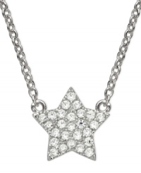 Wish upon a star. CRISLU's children's necklace is embellished with shimmering cubic zirconias (1/8 ct. t.w.) and set in platinum over sterling silver. Approximate length: 13 inches + 1-1/2 inches. Approximate drop: 1/2 inch. Wish upon a star. CRISLU's children's necklace is embellished with shimmering cubic zirconias (1/8 ct. t.w.) and set in platinum over sterling silver. Approximate length: 13 inches + 1-1/2 inches. Approximate drop: 1/2 inch.