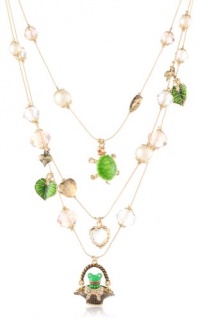 Betsey Johnson Walk in the Park Frog Basket Multi-Charm Illusion Necklace, 19 Betsey Johnson Walk in the Park Frog Basket Multi-Charm Illusion Necklace, 19