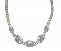 Anne Klein Jewelry Silver Tone & Clear Stone Palatine Frontal Necklace Anne Klein Jewelry Silver Tone & Clear Stone Palatine Frontal Necklace