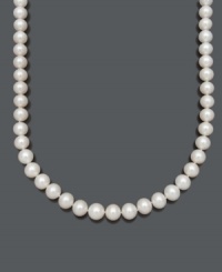 Let pearls unfurl at your neckline for a sophisticated overall look. Belle de Mer's AAA+ cultured freshwater pearls (8-1/2-9-1/2) turn the average girl into an instant Audrey Hepburn. Crafted in 14k gold. Approximate length: 18 inches.