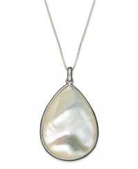 An exquisite drop of shimmer. This pretty teardrop-shaped pendant features Mother of Pearl (22 mm x 30 mm) set in sterling silver. Approximate length: 18 inches. Approximate drop: 1 inch. An exquisite drop of shimmer. This pretty teardrop-shaped pendant features Mother of Pearl (22 mm x 30 mm) set in sterling silver. Approximate length: 18 inches. Approximate drop: 1 inch.