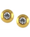 Subtle sparkle is all you need. Vince Camuto's stud earrings feature a golden design with small crystal accents at the center. Crafted in gold tone mixed metal. Approximate diameter: 1/2 inch.
