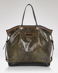 Embrace reptile style with this embossed leather tote from Longchamp, which features a glossy snakeskin motif and roomy interior for on-duty practicality. Embrace reptile style with this embossed leather tote from Longchamp, which features a glossy snakeskin motif and roomy interior for on-duty practicality.