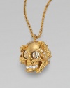 Sparkling Swarovski crystals decorate this edgy skull and barnacle design on a link chain. Swarovski crystalsBrassLength, about 11½Pendant size, about 1Lobster clasp closureMade in Italy