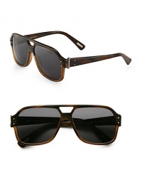 A modern rendition of the signature aviator frame crafted in lightweight resin with metal hardware detail for a sharp finish. Available in shiny brown horn frames with gradient smoke lenses.Resin100% UV ProtectionMade in Italy A modern rendition of the signature aviator frame crafted in lightweight resin with metal hardware detail for a sharp finish. Available in shiny brown horn frames with gradient smoke lenses.Resin100% UV ProtectionMade in Italy