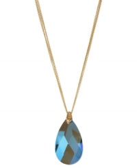 Center of attraction. This necklace from Kenneth Cole New York is crafted from gold-tone mixed metal with a faceted teardrop pendant featuring glittery accents. Item comes packaged in a signature Kenneth Cole New York Gift Box. Approximate length: 16 inches + 3-inch extender. Approximate drop: 1-3/4 inches. Center of attraction. This necklace from Kenneth Cole New York is crafted from gold-tone mixed metal with a faceted teardrop pendant featuring glittery accents. Item comes packaged in a signature Kenneth Cole New York Gift Box. Approximate length: 16 inches + 3-inch extender. Approximate drop: 1-3/4 inches.