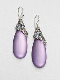 From the Lucite Collection. Beautiful hand-crafted lucite accented with dazzling, Swarovski crystal and stone encrusted caps. LuciteSwarovski crystalsGlassRhodium-platedDrop, about 2Hook backMade in USA From the Lucite Collection. Beautiful hand-crafted lucite accented with dazzling, Swarovski crystal and stone encrusted caps. LuciteSwarovski crystalsGlassRhodium-platedDrop, about 2Hook backMade in USA