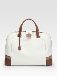 EXCLUSIVELY AT SAKS. A beautifully structured bag, crafted from sumptuous leather in a stunning two-tone palette.Double top handles, 5 dropDouble zip-top with optional lock closureProtective metal feetOne inside zip pocketOne cell phone pocketTwo inside open pocketsLeather lining15W X 11H X 5½DMade in Italy EXCLUSIVELY AT SAKS. A beautifully structured bag, crafted from sumptuous leather in a stunning two-tone palette.Double top handles, 5 dropDouble zip-top with optional lock closureProtective metal feetOne inside zip pocketOne cell phone pocketTwo inside open pocketsLeather lining15W X 11H X 5½DMade in Italy