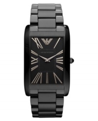 A bold, blacked-out take on the every day women's watch from Emporio Armani. A bold, blacked-out take on the every day women's watch from Emporio Armani.