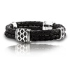 J.Goodman Sterling Silver Black Braided Leather Bracelet 8 1/2