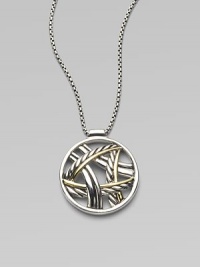From the Papyrus Collection. Smooth and cabled curves of sterling silver & 18k gold intertwine within a circle strung from a box chain necklace.Sterling silver 18k gold Adjustable chain, about 17-18 Pendant length, about ¾ Lobster clasp Imported From the Papyrus Collection. Smooth and cabled curves of sterling silver & 18k gold intertwine within a circle strung from a box chain necklace.Sterling silver 18k gold Adjustable chain, about 17-18 Pendant length, about ¾ Lobster clasp Imported
