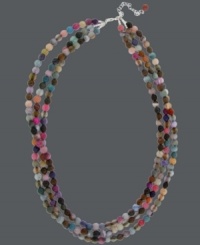 Bring the party to your ensemble. Avalonia Road's Brasilian-inspired three-row necklace combines vivid multicolored fire agate beads (35-1/5 ct. t.w.) with a sterling silver clasp and extension chain. Approximate length: 18-1/2 inches + 3/4-inch extender. Bring the party to your ensemble. Avalonia Road's Brasilian-inspired three-row necklace combines vivid multicolored fire agate beads (35-1/5 ct. t.w.) with a sterling silver clasp and extension chain. Approximate length: 18-1/2 inches + 3/4-inch extender.
