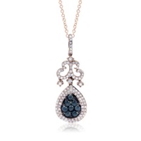 Effy Jewelry Effy® 14K Rose Gold Diamond and Blue Diamond Pendant .86 Tcw. Effy Jewelry Effy® 14K Rose Gold Diamond and Blue Diamond Pendant .86 Tcw.