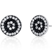 Concentric Circles II: Sterling Silver Rhodium Finish Earrings with Swarovski Jet Black and Clear Crystals Concentric Circles II: Sterling Silver Rhodium Finish Earrings with Swarovski Jet Black and Clear Crystals