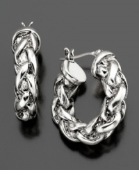 A thick, classic braid adds depth and intrigue to these silvertone mixed metal hoop earrings by Lauren by Ralph Lauren. Approximate diameter: 3/4 inch. A thick, classic braid adds depth and intrigue to these silvertone mixed metal hoop earrings by Lauren by Ralph Lauren. Approximate diameter: 3/4 inch.